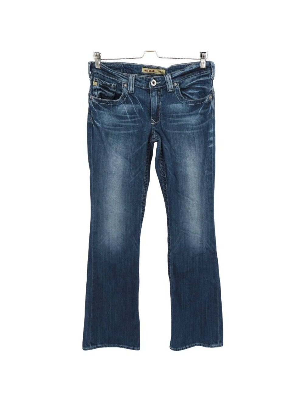 Big Star Women 29 Long Casey K Low Rise Blue Denim Jeans Whiskered Distressed